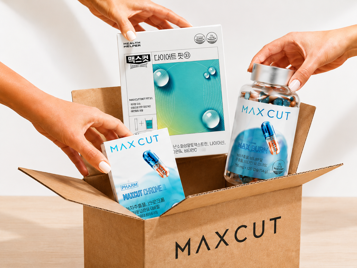 Subscribe and Save - MAXCUT box with hands packing Pro Chrome, Diet Fit, and Hurry Up